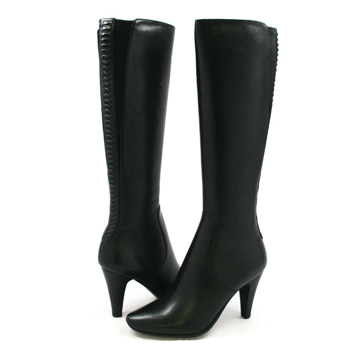 leather boots womens black