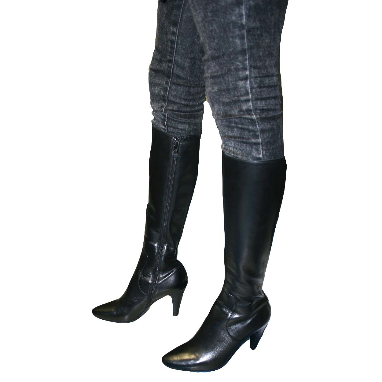 black knee high boots slim calf